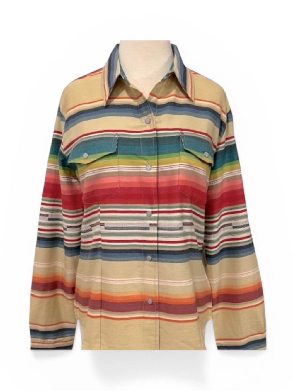 Tasha Polizzi Womens Western Button Down Striped Long Sleeve Size Medium